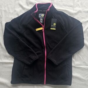 Xersion Black Fleece Jacket with Pink Accents Girls Sz XXL / 20.5 NWTS Layering